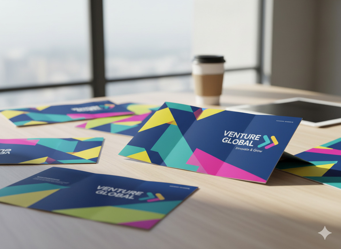 Trefoldede brochurer i farverigt design